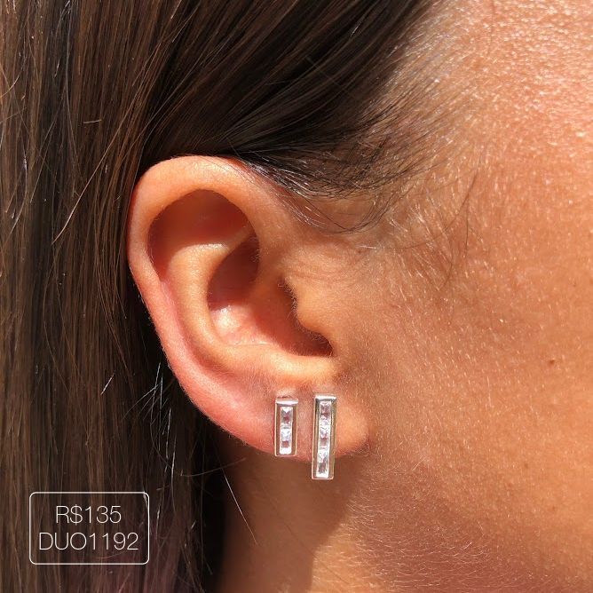 Duo Palito Baguete Cristal Prateado